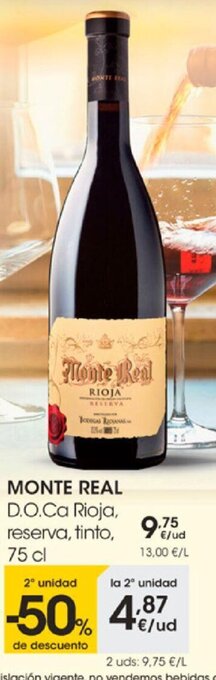 Eroski Monte Real D.O. Ca Rioja, reserva, tinto 75cl oferta