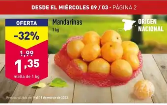 ALDI Mandarinas 1kg oferta