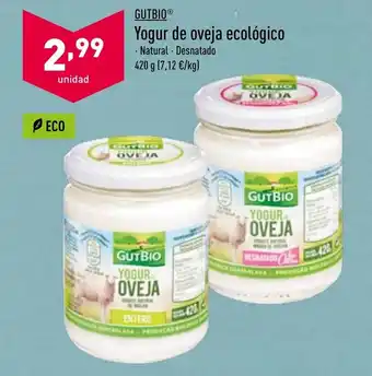 ALDI Gutbio Yogur de oveja ecológico 420g oferta
