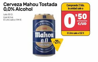 AhorraMas Cerveza sin alcohol mahou oferta