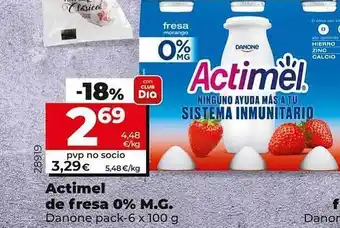 Dia Supermercados Actimel De Fresa 0% M.g. Danone oferta