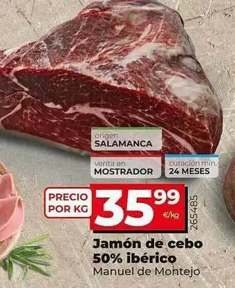 Dia Supermercados Jamón De Cebo 50% Ibérico Manuel De Montejo oferta