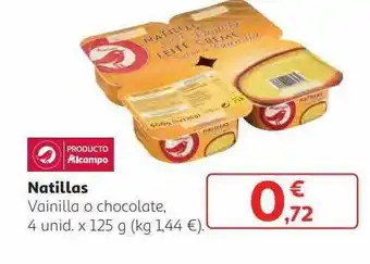 Alcampo Natillas Vainilla O Chocolate oferta
