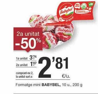 BonpreuEsclat 2a Unitat -50% Formatge Mini Babybel oferta