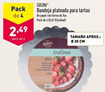 ALDI Cucina Bandeja plateada para tartas De papel con forma de flor Pack de 4 30cm oferta