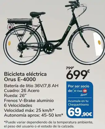 Carrefour Bicicleta eléctrica orus e-400 oferta