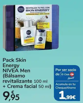 Carrefour Pack skin energy nivea men (bálsamo revitalizante + crema facial) oferta