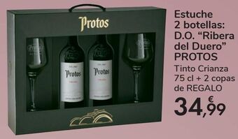 Carrefour Estuche 2 botellas: d.o. ''ribera del duero'' protos tinto crianza + 2 copas de regalo oferta