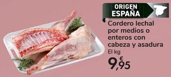 Carrefour Cordero lechal por medios o enteros con cabeza y asadura oferta
