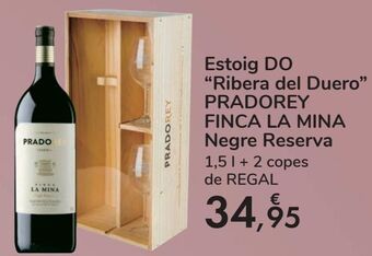Carrefour Estuche d.o. ''ribera del duero'' pradorey finca la mina tinto reserva + 2 copas de regalo oferta