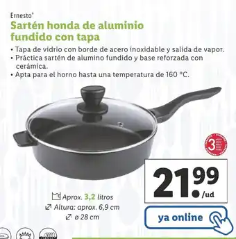 Lidl Ernesto Sartén honda de aluminio fundido con tapa oferta