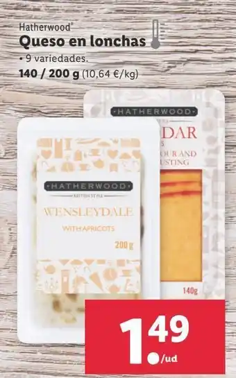 Lidl Queso en lonchas hatherwood oferta