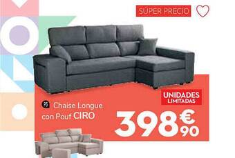 Conforama Chaise Longue Con Pouf Ciro oferta