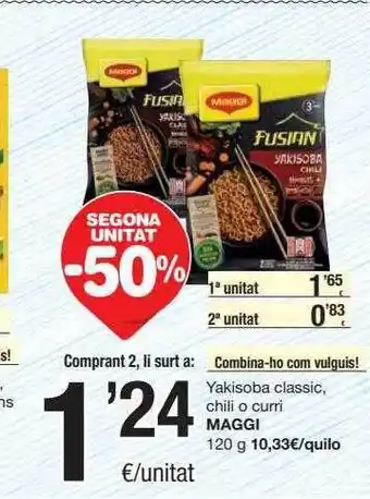 SPAR Fragadis Segona Unitat -50% Yakissoba Classic Chili O Curri Maggi oferta