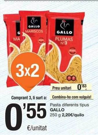 SPAR Fragadis Pasta Diferents Tipus Gallo oferta