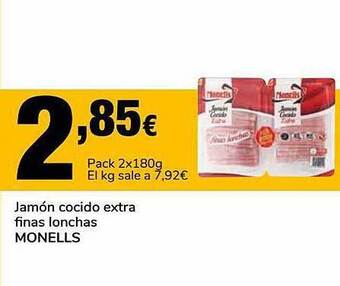 Supeco Jamón Cocido Extra Finas Lonchas Monells oferta