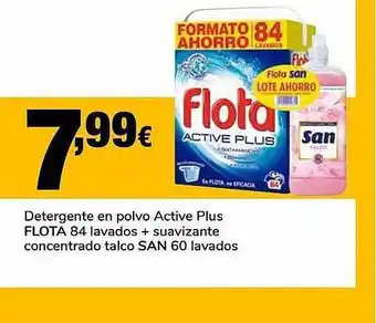 Supeco Detergente En Polvo Active Plus Flota 84 Lavados + Suavizante Concentrato Talco Saan 60 Lavados oferta