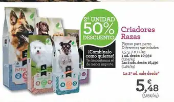 TiendAnimal 2a Unidad 50% Descuento Criadores Razas Pienso Para Perro oferta