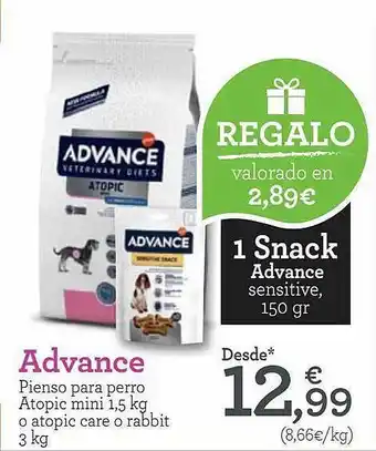 TiendAnimal Advance Pienso Para Perro Atopic Mini 1.5 Kg O Atopic Care O Rabbit 3 Kg oferta