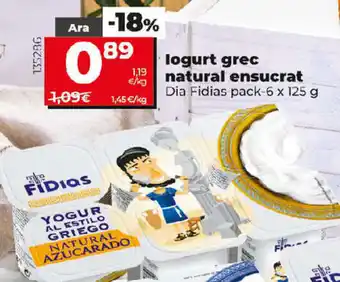 Dia Iogurt Grec Natural Ensucrat Dia Fidias Pack-6 x 125 g oferta