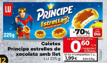 Dia Galetes Príncipe Estrelles de Xocolata Amb Llet LU 225 g oferta