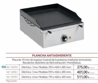 Makro Plancha Antiadherente Electrica 3 kw Medidas 393 x 460 x 285 mm oferta