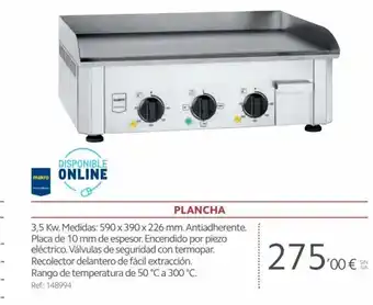 Makro Plancha 3,5 Kw Medidas: 590 x 390 x 226 mm Antiadherente oferta