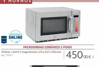 Makro Microondas Cerámico 2 Pisos 34 litros 1,8 kW 2 magnetrones 574 x 367 x 528 mm oferta