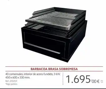 Makro Barbacoa Brasa Sobremesa 40 comensales, interior de acero fundido, 3 kW 450 x 600 x 330 mm oferta