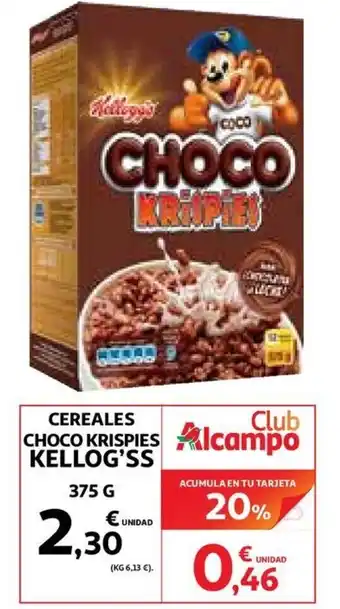 Alcampo Kellog'ss Cereales Choco Krispies 375g oferta