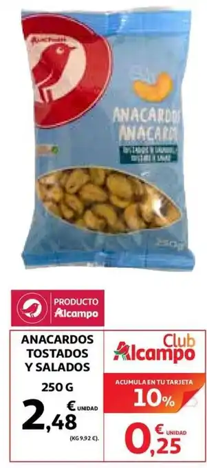 Alcampo Anacardos Tostados Y Salados 250g oferta