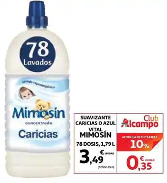 Alcampo Mimosín Suavizante Caricias O Azul Vital 78 dosis, 1.79 L oferta