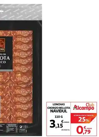 Alcampo Navidul Lonchas Chorizo Bellota 110g oferta