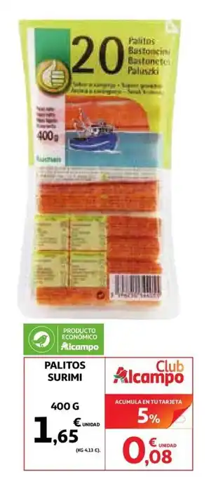 Alcampo Surimi Palitos 400g oferta
