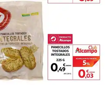 Alcampo Tostados Panecillos Integrales 225g oferta