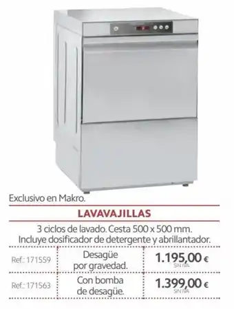Makro Lavavajillas 500x500mm oferta