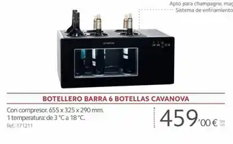 Makro Botellero Barra 6 Botellas Cavanova 655x325x290mm oferta