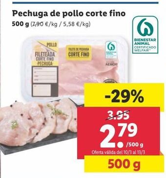 Lidl Pechuga de pollo corte fino oferta