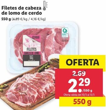 Lidl Filetes de cabeza de lomo de cerdo oferta