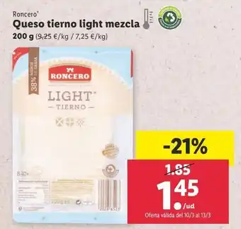 Lidl Queso tierno light mezcla roncero oferta