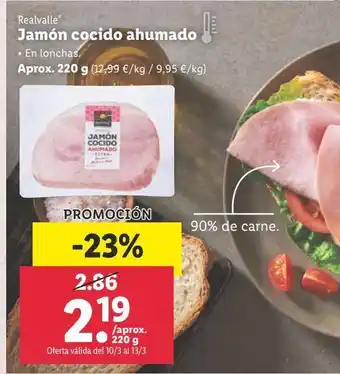 Lidl Jamón cocido ahumado realvalle oferta