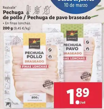 Lidl Pechuga de pollo/pechuga de pavo brasead realvalle oferta