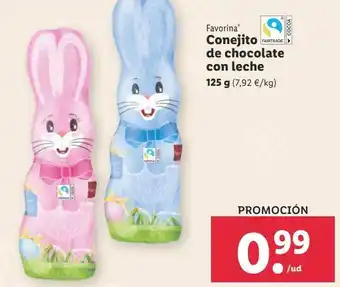 Lidl Conejito de chocolate favorina oferta