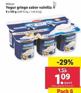 Lidl Yogur griego milbona oferta