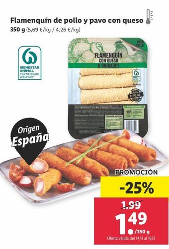 Lidl Flamenquín de pollo y pavo con queso oferta