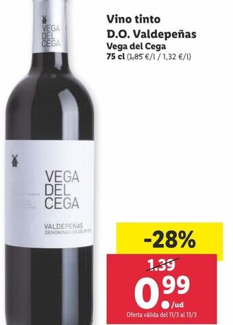 Lidl Vino tinto vega del cega oferta
