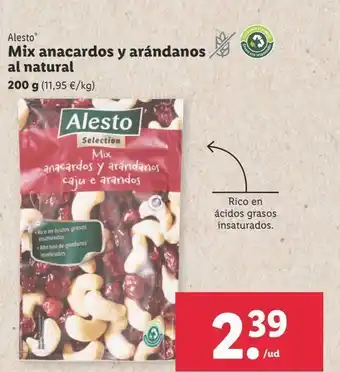 Lidl Mix anacardos y arandanos al naturalalesto oferta