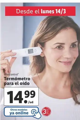 Lidl Termómetro para el oído vitalcontrol oferta