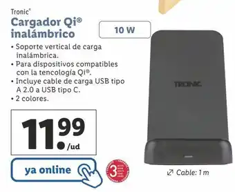 Lidl Cargador qi inalámbrico tronic oferta