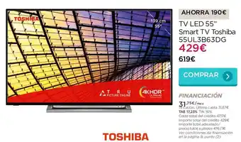 El Corte Inglés Toshiba TV Led 55" Smart TV 55 UL3B63DG oferta